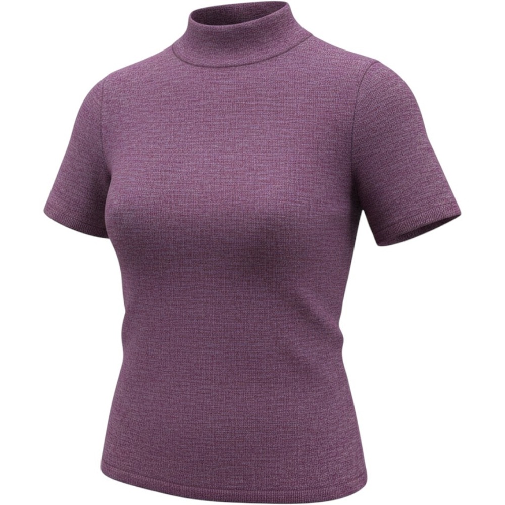 Sag Harbor Petite Purple Heather Mock Neck Short Sleeve Sweater Top PL